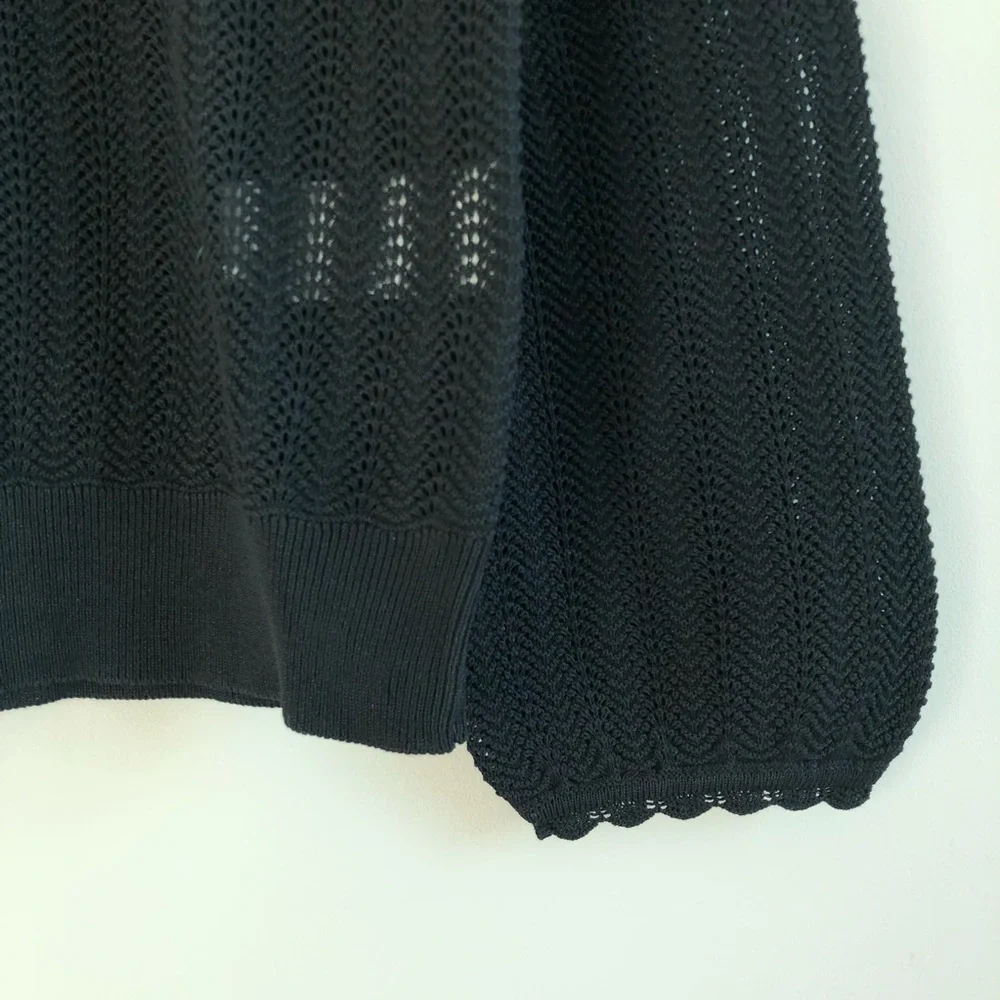 J.Crew Pointelle Ruffle Mock Neck Sweater